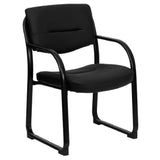 Flash Furniture BT-510-LEA-BK-GG Executive Side Reception Chair 250 Lb. Weight Capacity