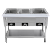 Serv-Ware EST3-1 - Serv-Ware - Electric Cooking - 3 Open Well Electric Steam Table - Dimensions: 44" W X 29.5" D X 33.5" H - Temperature Range: 120°F - 200°F - Amps: 12.5 - Voltage: 115 - Hz: 60 - Phase: 1 - Watts: 1500 - Materials: Stainless Steel Construction - Warranty: 1 Year - Parts