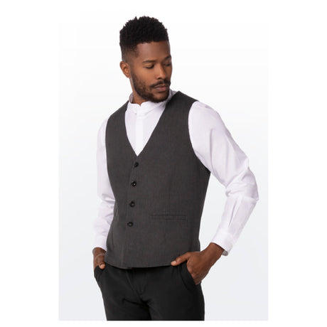 Chef Works VNN02-PNS-M Men's Bridge Vest V-neck Half Lined