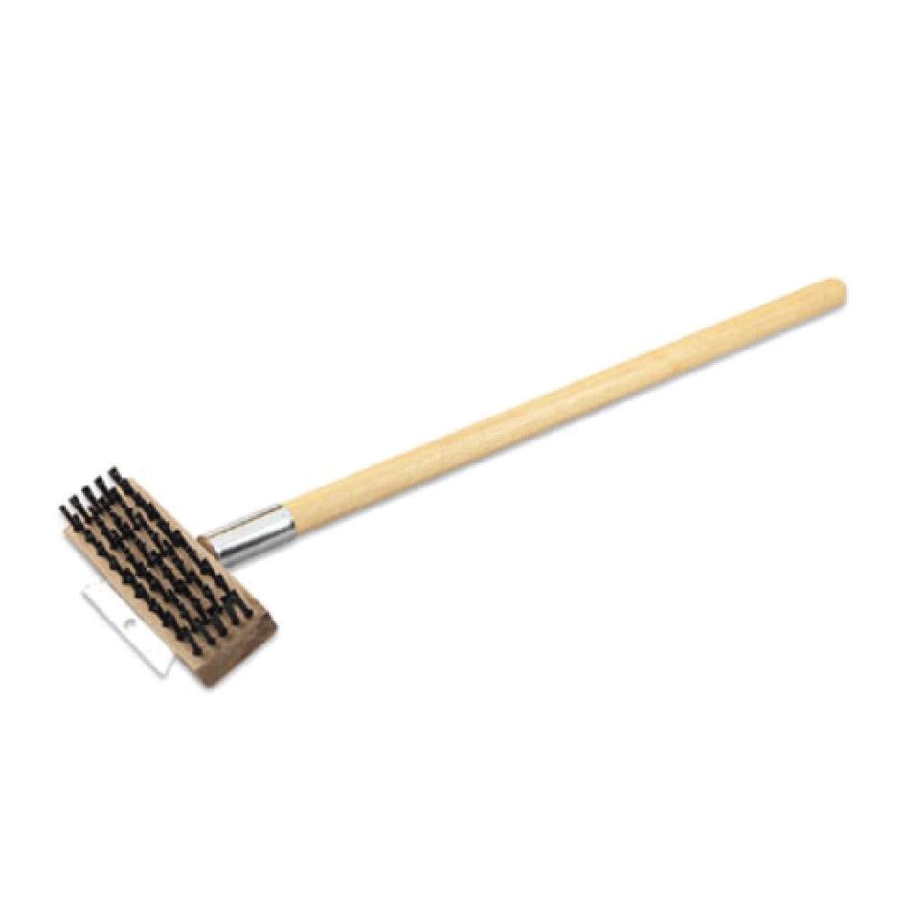 Alegacy Foodservice Products GB8702 Grill Brush With Scraper 7-1/2" X 3-3/4" Block 27" Handle Perpendicular To Brush