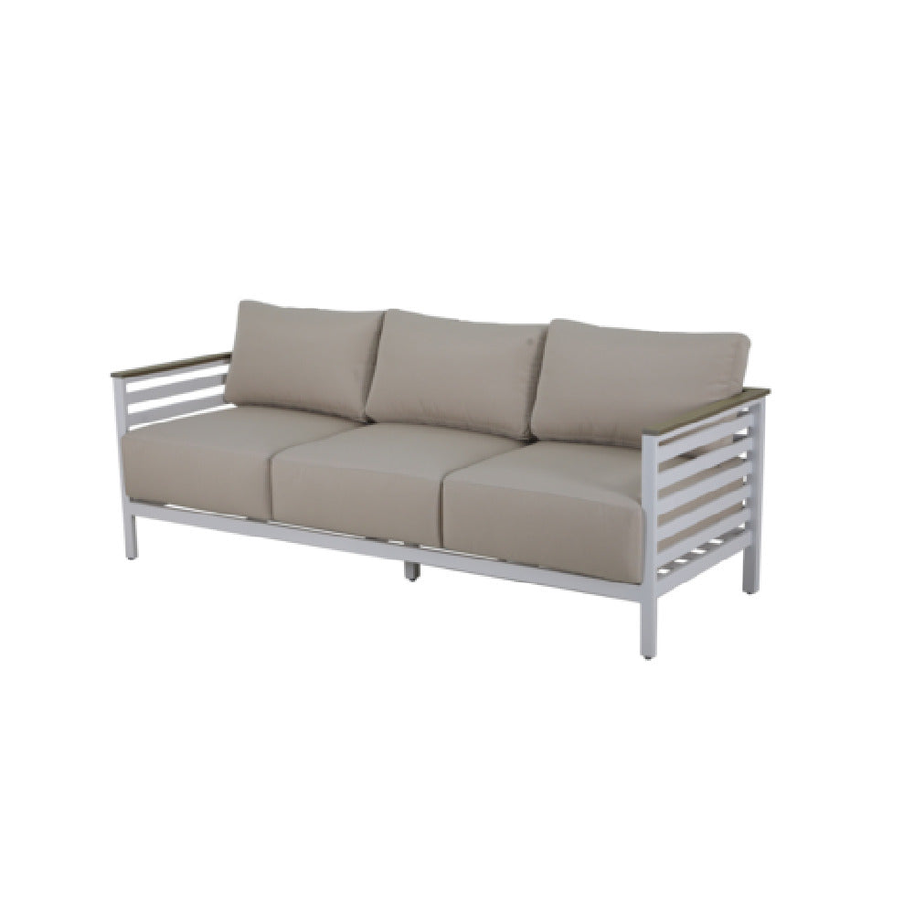 Plantation Prestige Commercial Furniture 8840222-015422 Durango Sofa White Frame Honey Slat Arms With #5422 Antigue Beige Cushions (other Fabric Options Available For Upcharge)