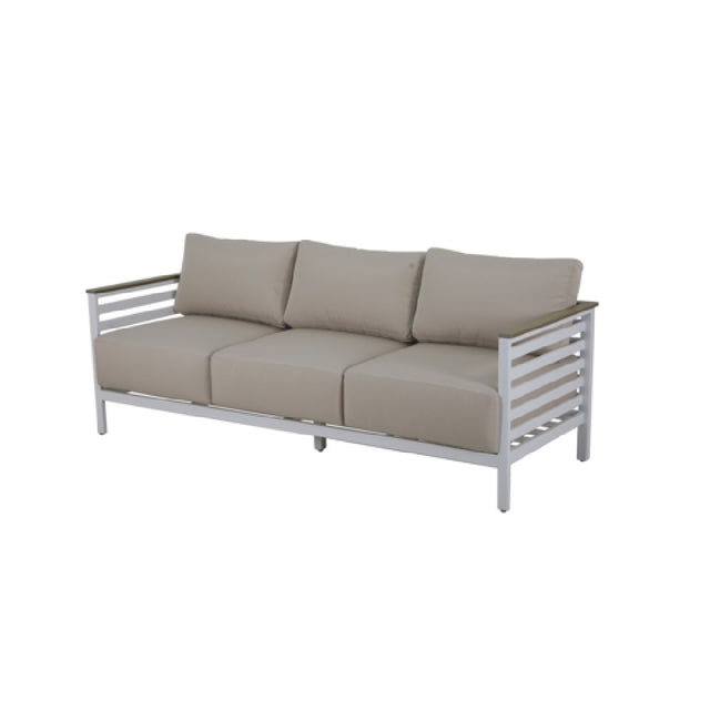 Plantation Prestige Commercial Furniture 8840222-015422 Durango Sofa White Frame Honey Slat Arms With #5422 Antigue Beige Cushions (other Fabric Options Available For Upcharge)