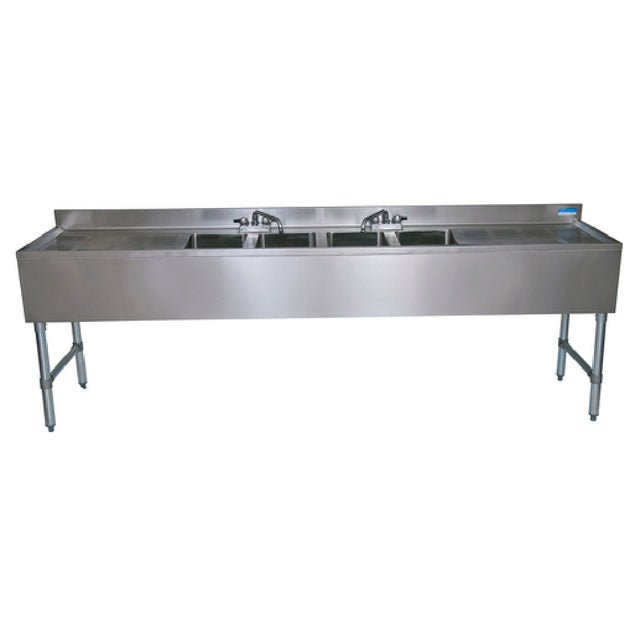 BK Resources UB4-18-496TS Slim-Line Underbar Sink Four Compartment 96”W X 18-1/4"D X 32-1/2"H Overall Size