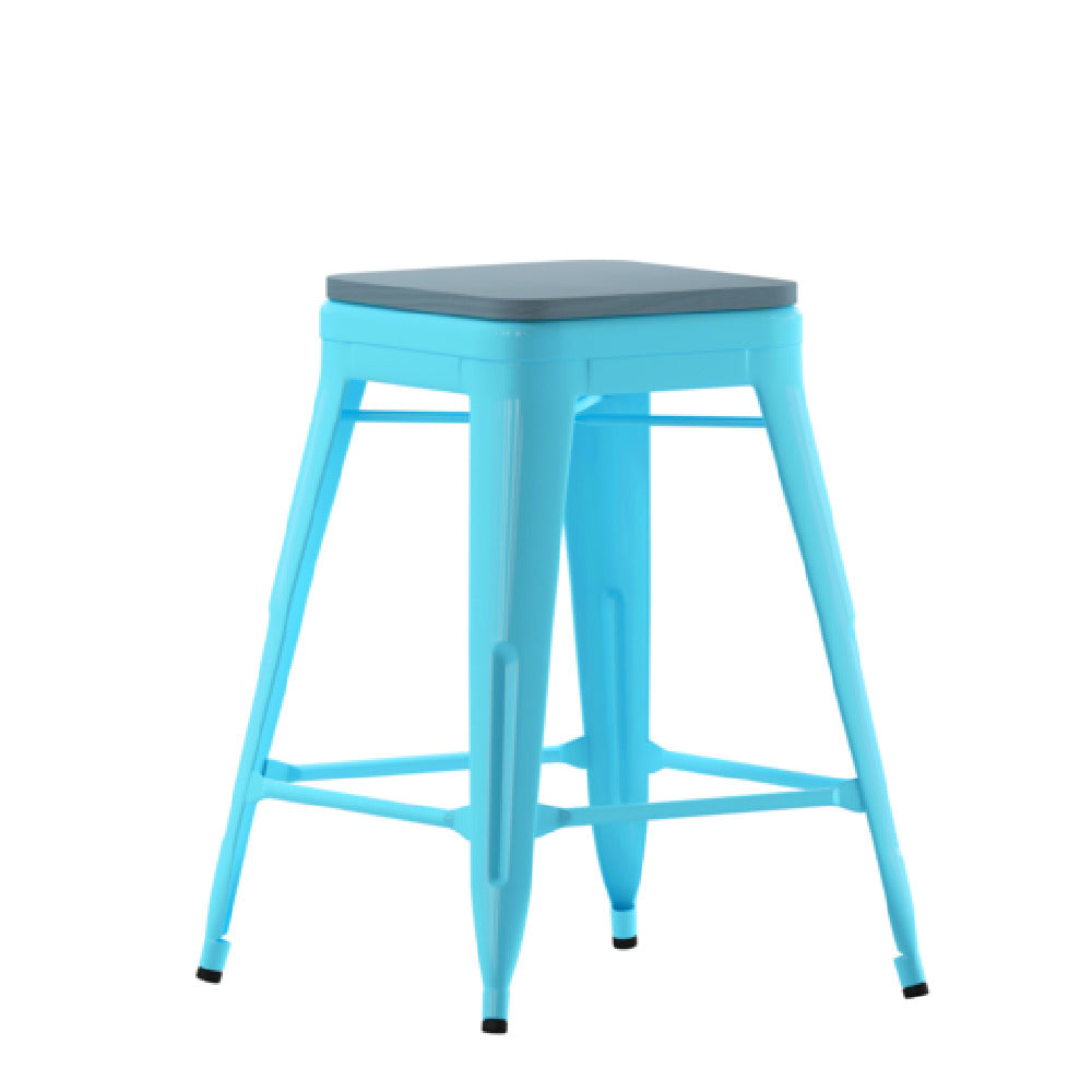 Flash Furniture 4-ET-31320-24-TL-R-PL2C-GG Cierra Stacking Bar Stool Indoor 440 Lb. Weight Capacity