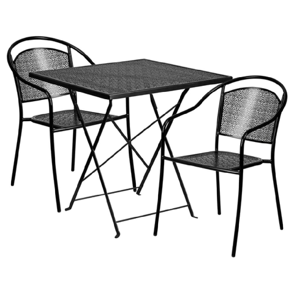 Flash Furniture CO-28SQF-03CHR2-BK-GG Patio Table Set Includes (1) Folding Table: 28"W X 28"D X 28-1/4"H