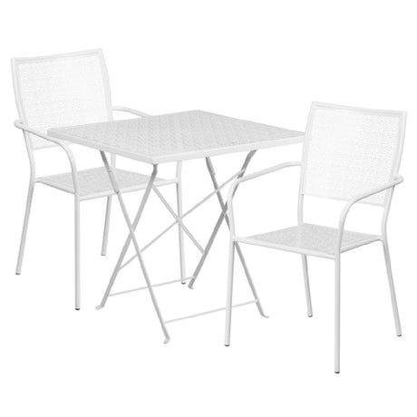 Flash Furniture CO-28SQF-02CHR2-WH-GG Patio Table Set Includes (1) Folding Table: 28"W X 28"D X 28-1/4"H