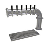 Glastender PC-6-SS Pipe Cantilever Draft Dispensing Tower Countertop (6) Stainless Steel Faucets (handles Not Included)