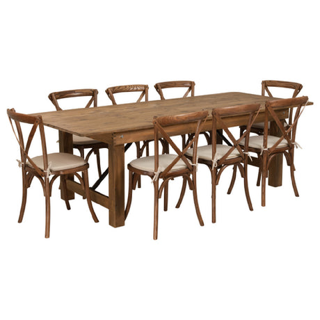 Flash Furniture XA-FARM-12-GG Hercules Series Farm Table Set Antique Rustic Design