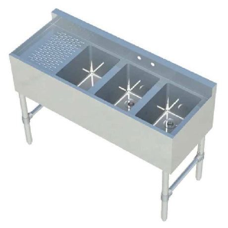 Sapphire Manufacturing SMBS-3L Underbar Sink Three Compartment 10"x14"x10" Compartments