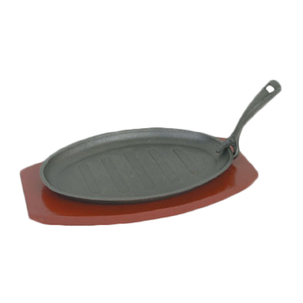 Thunder Group IRBB001 Pork Board Sizzle Platter Set 3-piece Includes: Cast Iron Griddle