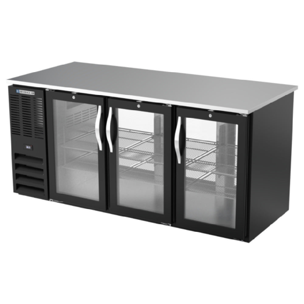 Beverage Air BB72HC-1-G-PT-B - Refrigerated Back Bar Pass-Thru Storage Cabinet, Three-section