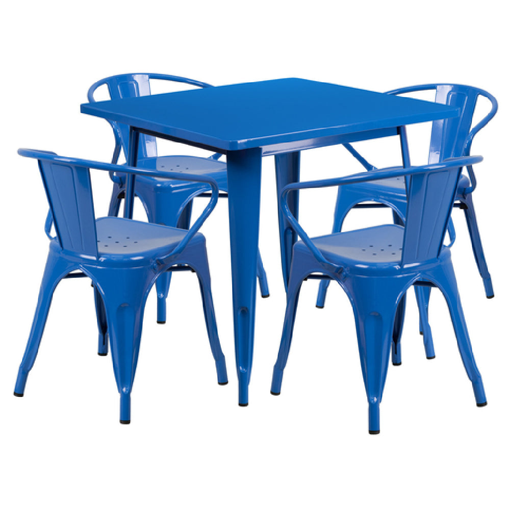 Flash Furniture ET-CT002-4-70-BL-GG Table And Chair Set Includes (1) 31-1/2"W X 31-1/2"D X 29-1/2"H Table