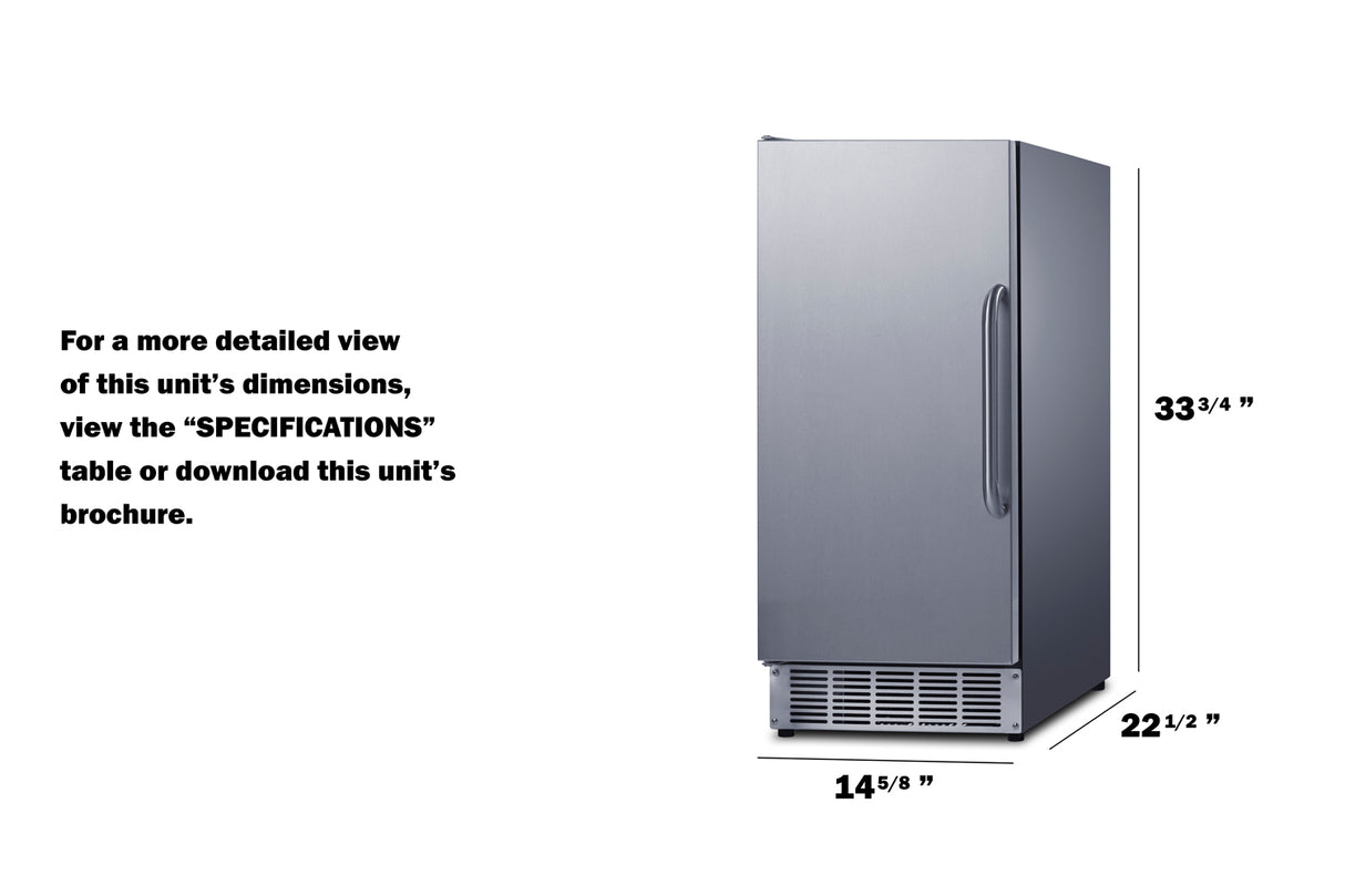 Summit BIM47OS Air-cooled Cube-style Built-In Outdoor 45 lb. Clear Ice Maker