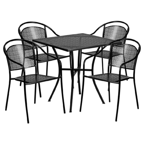 Flash Furniture CO-28SQ-03CHR4-BK-GG Patio Table Set Includes (1) Table: 28"W X 28"D X 28-1/4"H