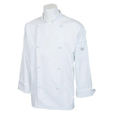 Mercer Culinary M61020WH1X Genesis Unisex Chef Jacket (8) Cloth Knot Buttons Utility Shoulder Pocket