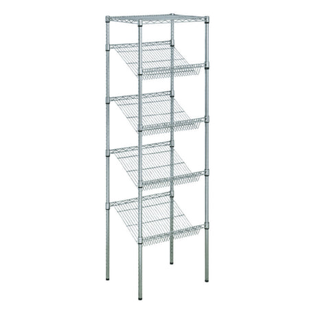 Hubert 99189 - Kratos Wire Stationary Merchandising Rack, 24"W X 18"D X 74"H, 4" Slanted