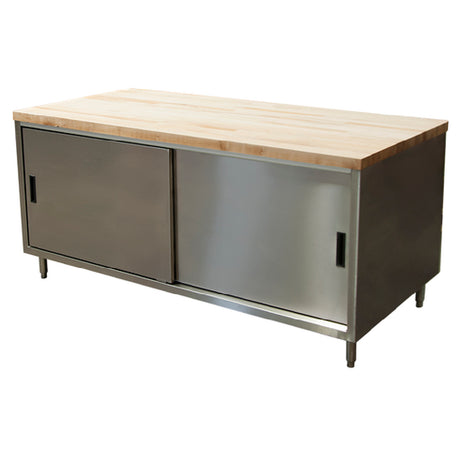 BK Resources CMT-3072S Chef Table Cabinet Base With Sliding Doors 72"W X 30"D X 34-3/4"H Overall Size