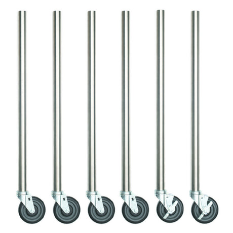 Hubert 182646 - Kratos Legs, 34" Length, 18-gauge Stainless Steel With Polyurethane Casters
