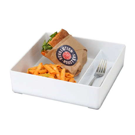 Cal Mil 22309-15 Bento Box 10"L X 10"W X 2-3/4"H Square (2) Compartments