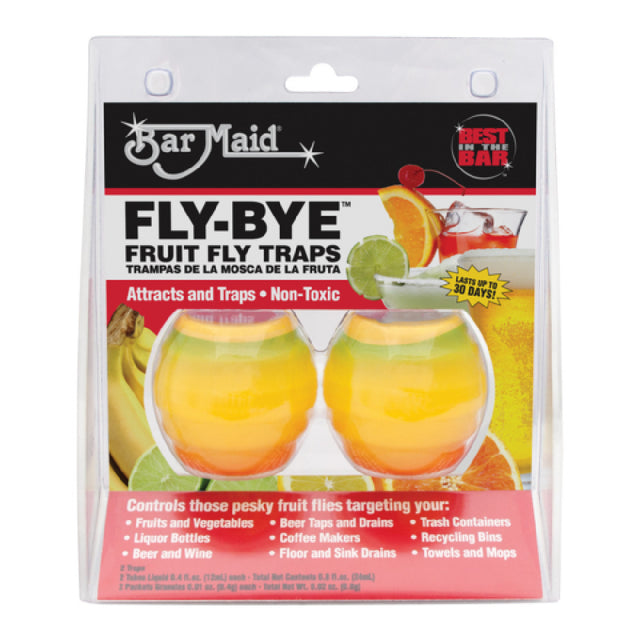 Bar Maid FLY-BYE Bar Maid Fly-Bye Fruit Fly Traps (Attracts & Traps Non-Toxic) 2 Traps Per Pack