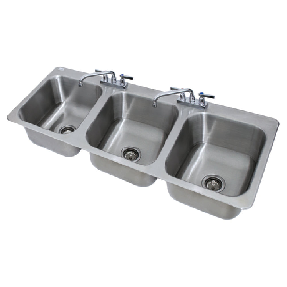 Advance Tabco DI-3-1410 Drop-In Sink 3-compartment 14" Wide X 16" Front-to-back X 10" Deep Each/bowl