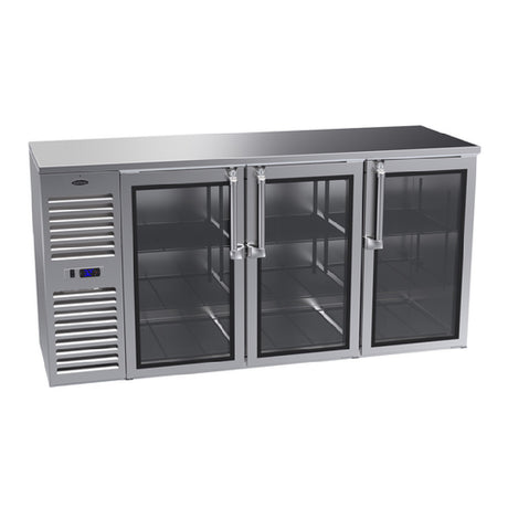 Krowne NS72 Narrow Door Refrigerated Back Bar Storage Cabinet Three-section 72"W X 24"D