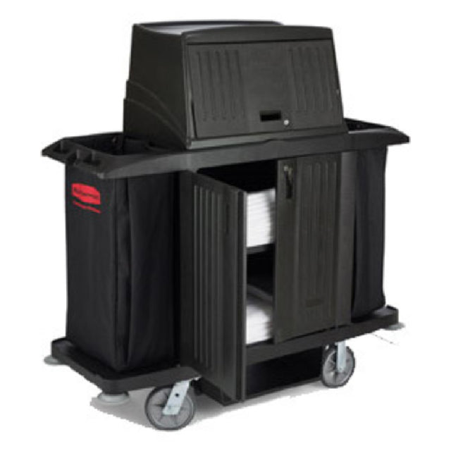 Rubbermaid FG9T1900BLA - Xtra™ Housekeeping Cart With Doors, Full Size Cart With Vinyl Bag