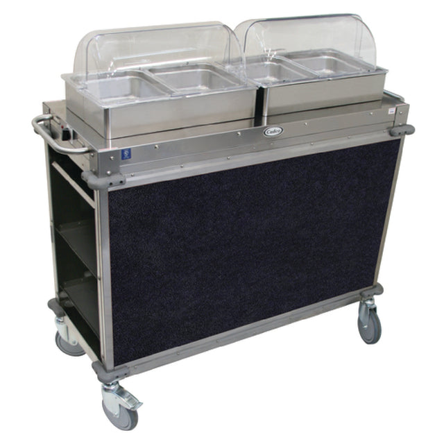 Cadco CBC-HH-L4-4 MobileServ® Junior Mobile Hot Buffet Cart (2) Hot Full Size Buffet Servers