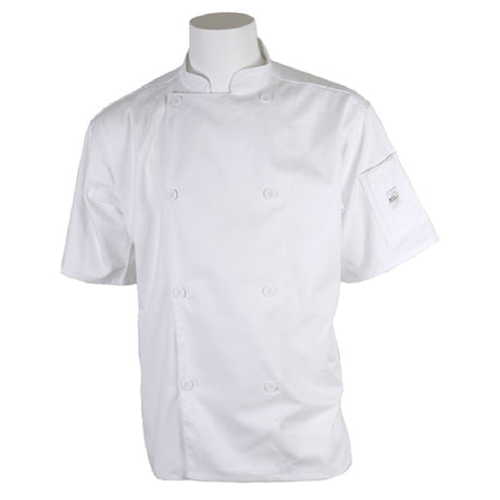 Mercer Culinary M61012WHXS Genesis Unisex Chef Jacket Short Sleeve (8) Traditional Buttons