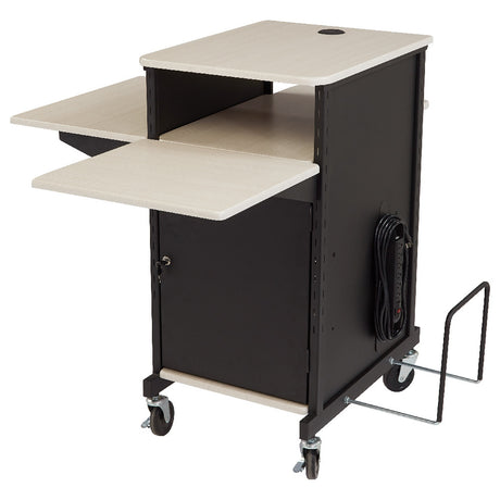 National Public Seating PRC450 Oklahoma Sound® Jumbo Plus Presentation Cart Adjustable Laptop & Protruding Shelves