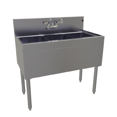 Glastender TSA-36-S Underbar Sink Unit Three Compartment 36"W X 19"D