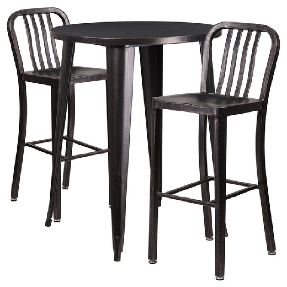 Flash Furniture CH-51090BH-2-30VRT-BQ-GG Table And Bar Stool Set Includes (1) 30" Dia. X 41"H Table