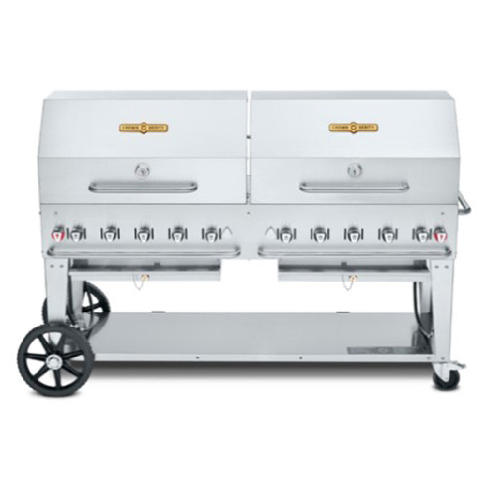 Crown Verity CV-MCB-72RDP-LP Mobile Outdoor Charbroiler LP Gas 70" X 21" Grill Area