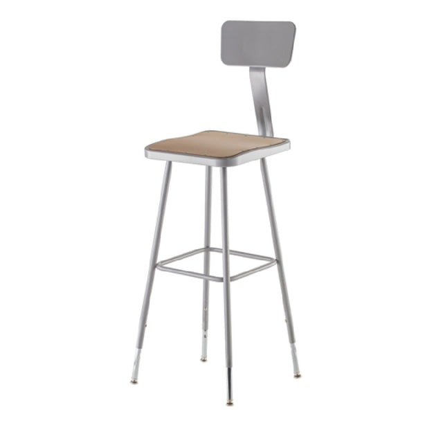 National Public Seating 6330HB NPS® Heavy Duty Steel Stool With Backrest 32"-39"