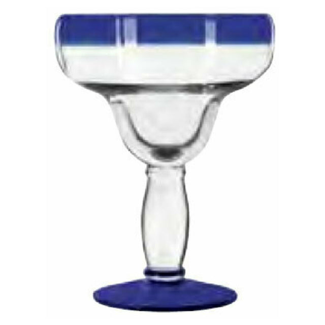 Libbey 92315 Margarita Glass 16 Oz. With Cobalt Blue Rim And Foot