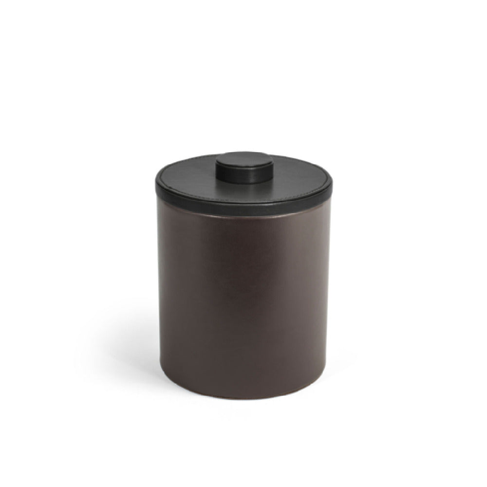 FOH RIB056BRL21 2qt Round London Ice Bucket Brown With Black Lid Includes One RIB014BRL21-BTM 2qt Round London Ice Bucket Base Brown