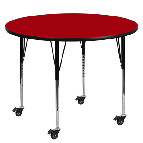 Flash Furniture XU-A48-RND-RED-T-A-CAS-GG Activity Table 48" Dia. X 22-1/4" To 30-2/5" Adjustable Height