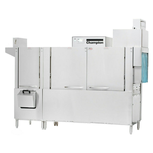 Champion 86 PRO-FF Pro Series Conveyor Dishwasher 86"W (64" Two Tank + 22" Front Feed Prewash Standard With Vent Stack)