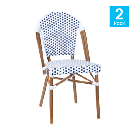 Flash Furniture 2-SDA-AD642001-F-WHGY-NAT-GG Lourdes Stacking French Bistro Chair