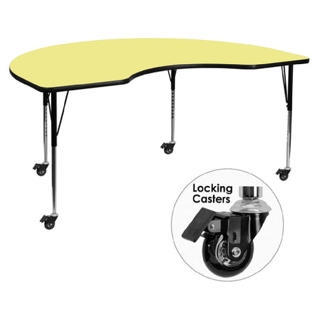 Flash Furniture XU-A4896-KIDNY-YEL-T-A-CAS-GG Activity Table 96"W X 48"D X 22-1/4" To 30-2/5" Adjustable Height