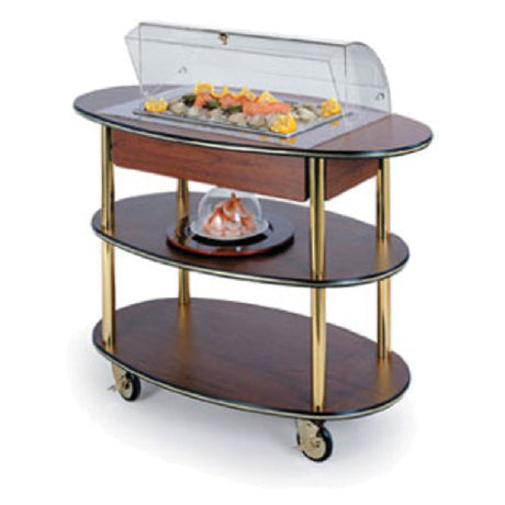 Lakeside 36306_Amber Maple Dome Display Seafood Cart Rounded Oval 23"D X 44"W X 44-1/4"H