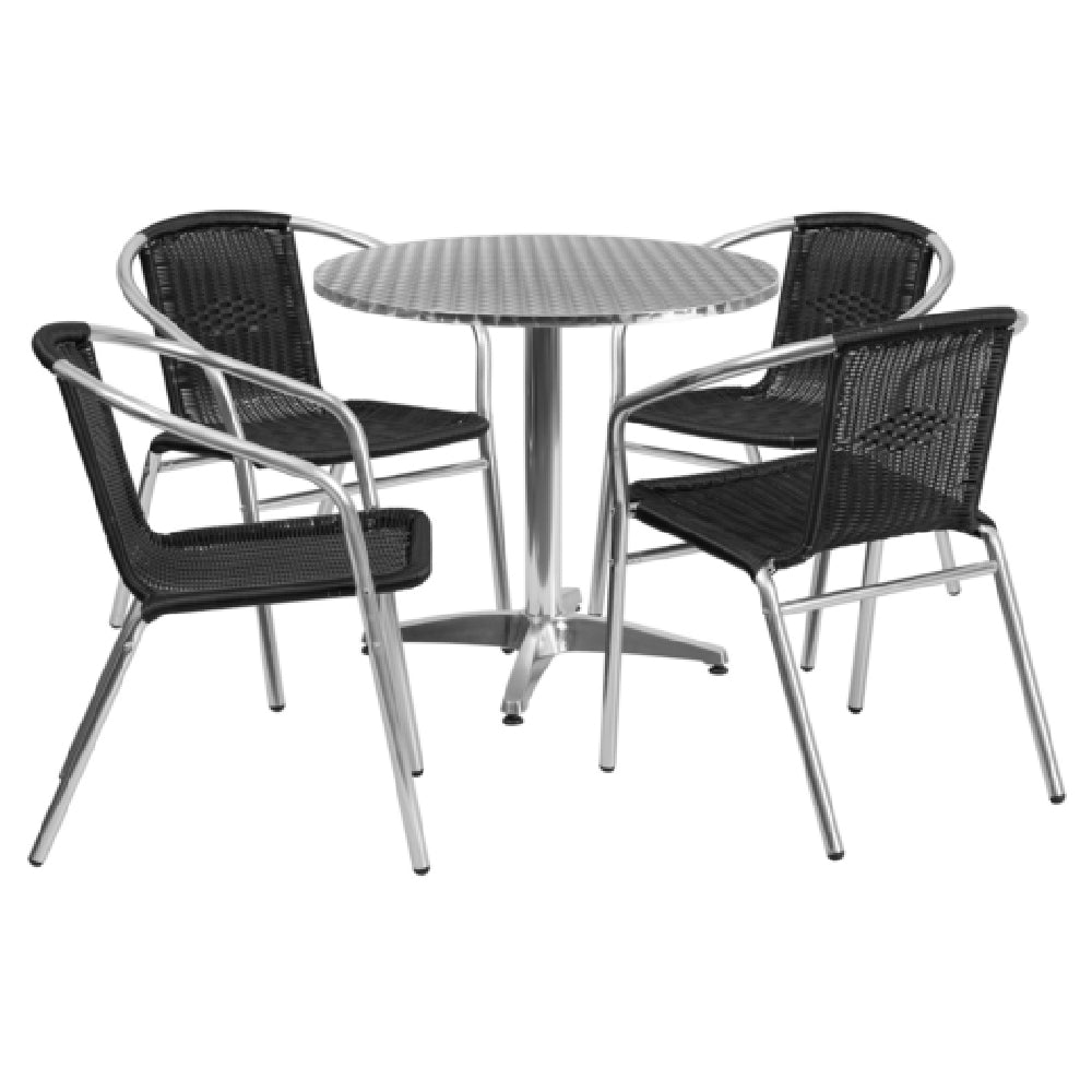 Flash Furniture TLH-ALUM-32RD-020BKCHR4-GG Table & Chair Set Includes (1) 31-1/2" Dia. X 27-1/2"H Table