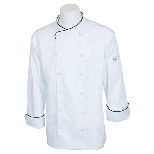 Mercer Culinary M62020WB1X Renaissance Men's Jacket. Color Scoop Neck (12) Cloth Covered Buttons