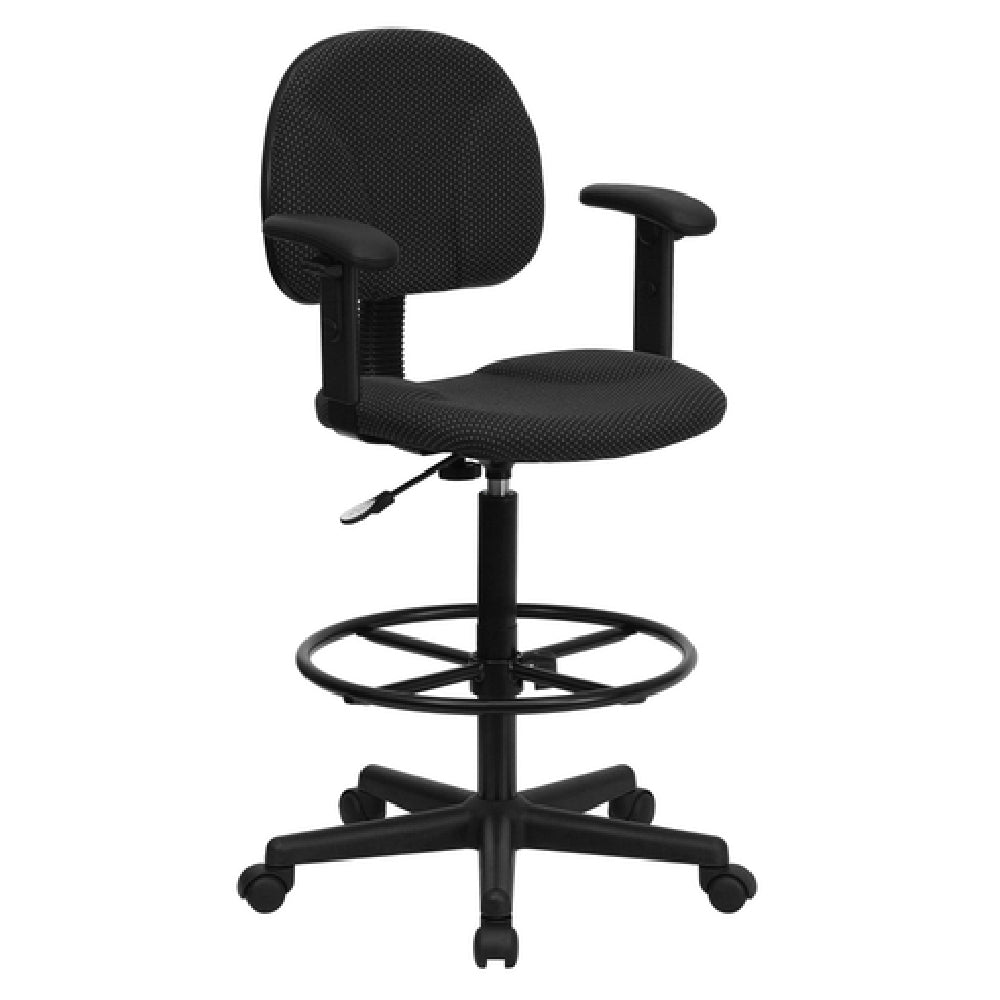 Flash Furniture BT-659-BLK-ARMS-GG Ergonomic Swivel Drafting Stool 38-1/4" To 42-3/4" Adjustable Height