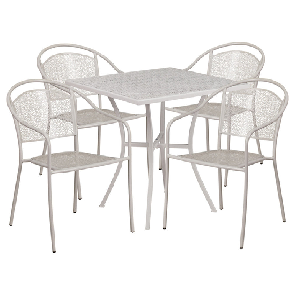 Flash Furniture CO-28SQ-03CHR4-SIL-GG Patio Table Set Includes (1) Table: 28"W X 28"D X 28-1/4"H