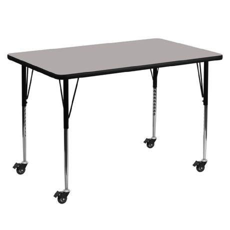 Flash Furniture XU-A3672-REC-GY-H-A-CAS-GG Activity Table 72"W X 36"D X 22-5/8" To 30-1/2" Adjustable Height