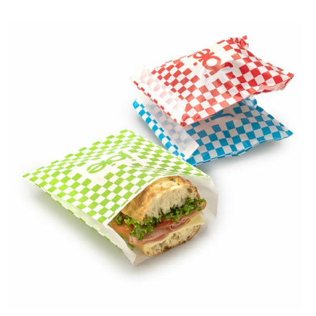 Harold Import Co. 29145 Checkered Fold And Seal Sandwich Bags 6.7" X 8.5" Disposable