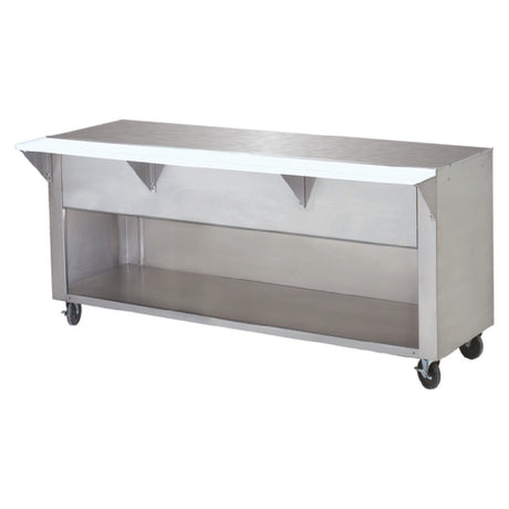 Advance Tabco STU-4-BS Solid Top Table 62-7/16"W X 30-5/8"D X 34-3/8"H 20 Gauge 302 Stainless Steel Top With 8"D X 3/8" Thick Poly Cutting Board