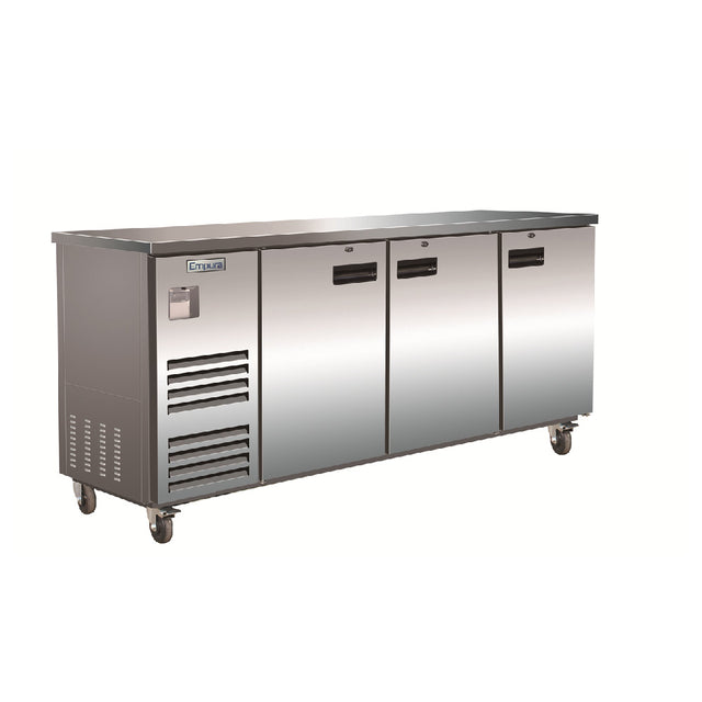 Empura Refrigeration E-KBB90M-2-S Back Bar Cooler 3 Swing Solid Doors 90"W X 27.6"D X 42.5"H