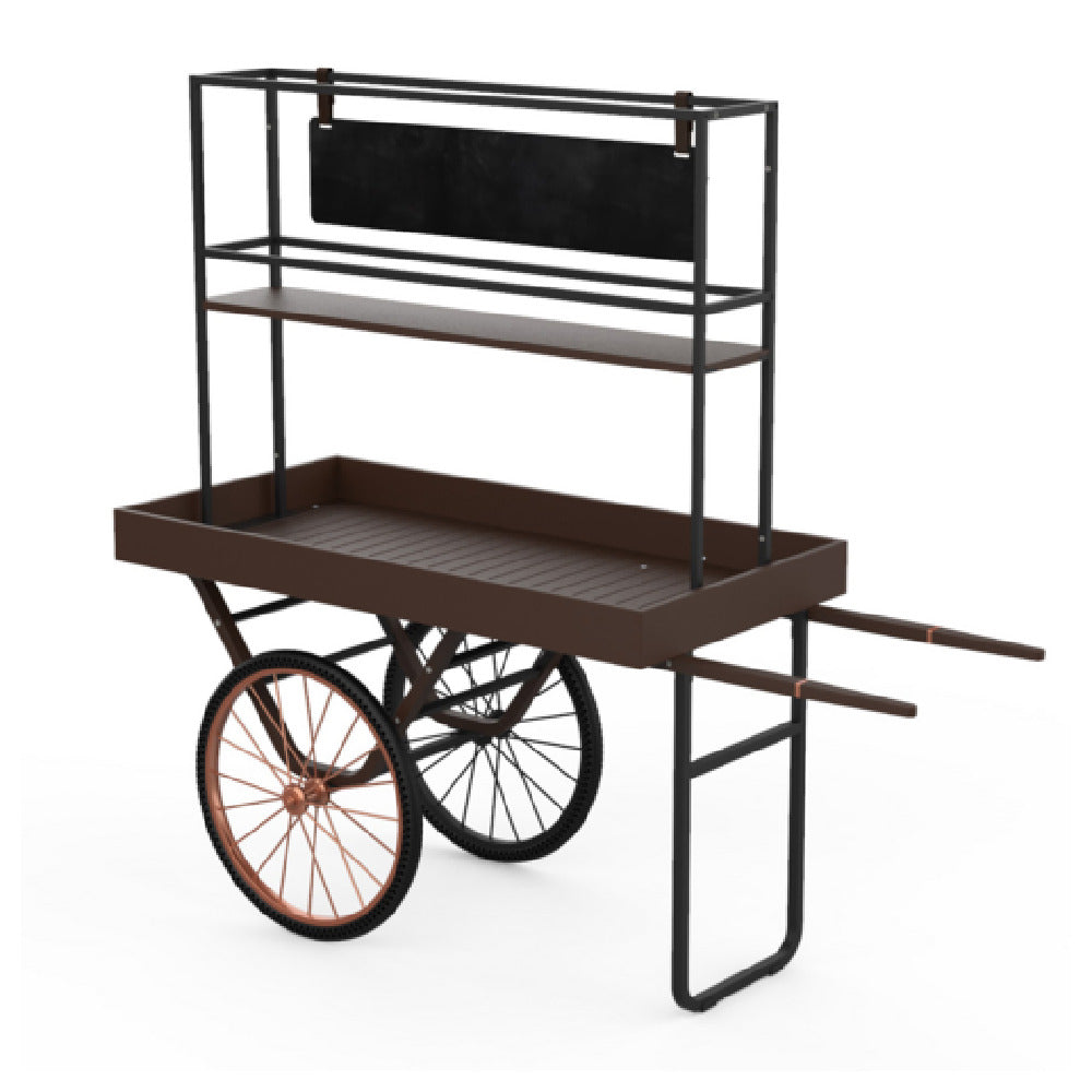Steelite MGCCNT03DPXX Mogogo Cantine Cart With Shelf And Sign Dark With Copper Wheels
